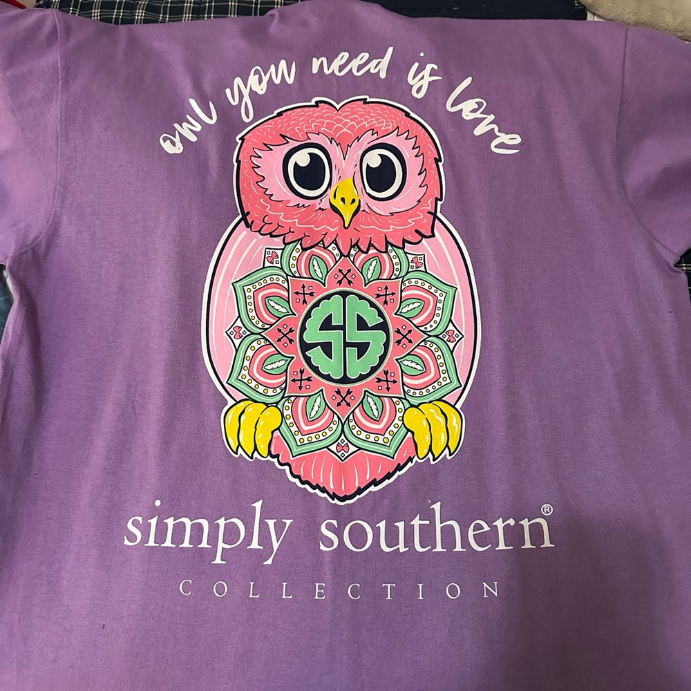 Simply Southern womens Purple Owl T-Shirt